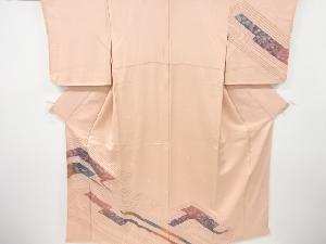 リサイクル　絞り松皮菱に草花模様訪問着